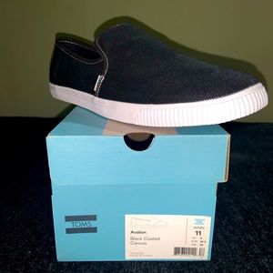 Toms Avalon Black Coated Canvas Slip-Ons